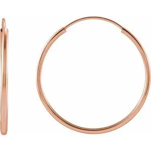 14K Rose Flexible Endless Tube 20 mm Hoop Earrings