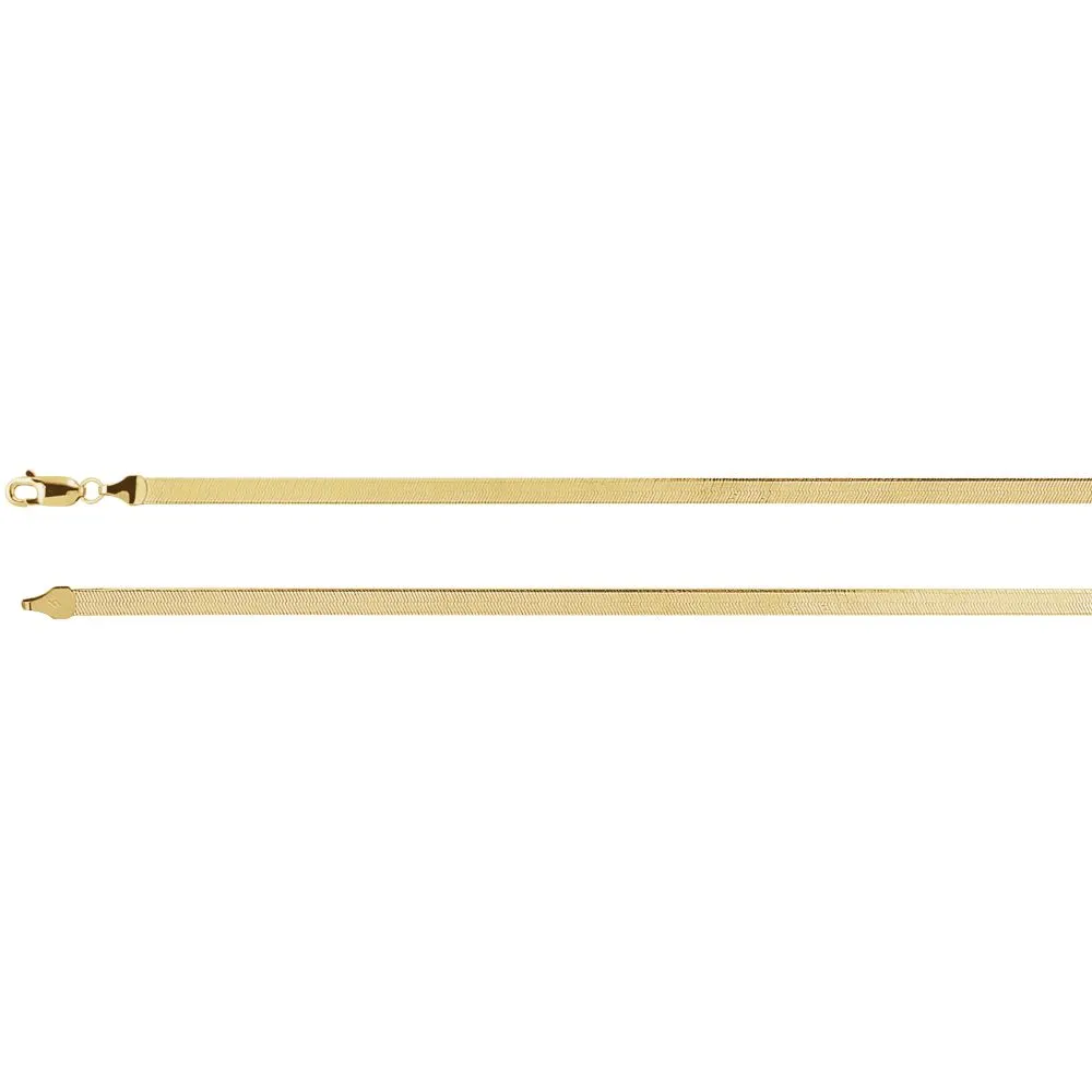 14k Yellow Gold 3.8mm Solid Flexible Herringbone 18" Chain