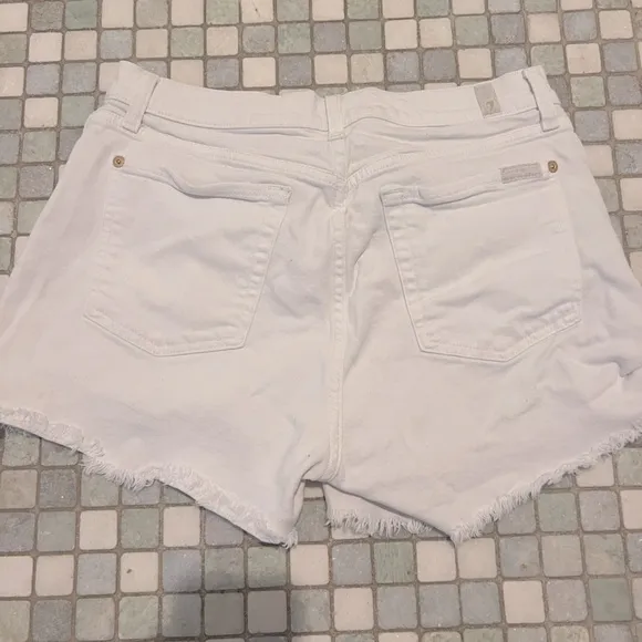 7 For All Mankind Denim Cut-Off Shorts 30 White