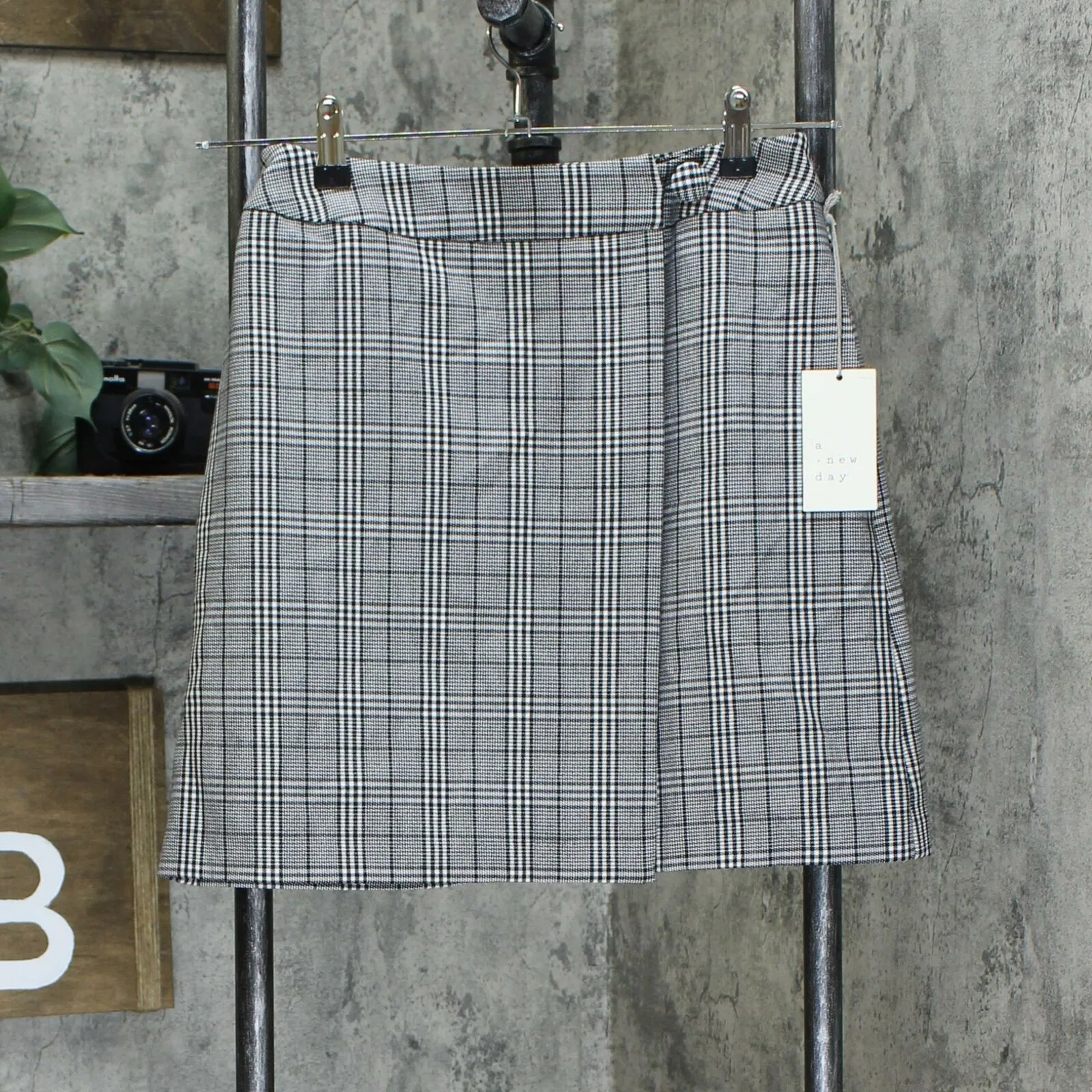 A New Day Women's Plaid Menswear Wrap Mini Skirt