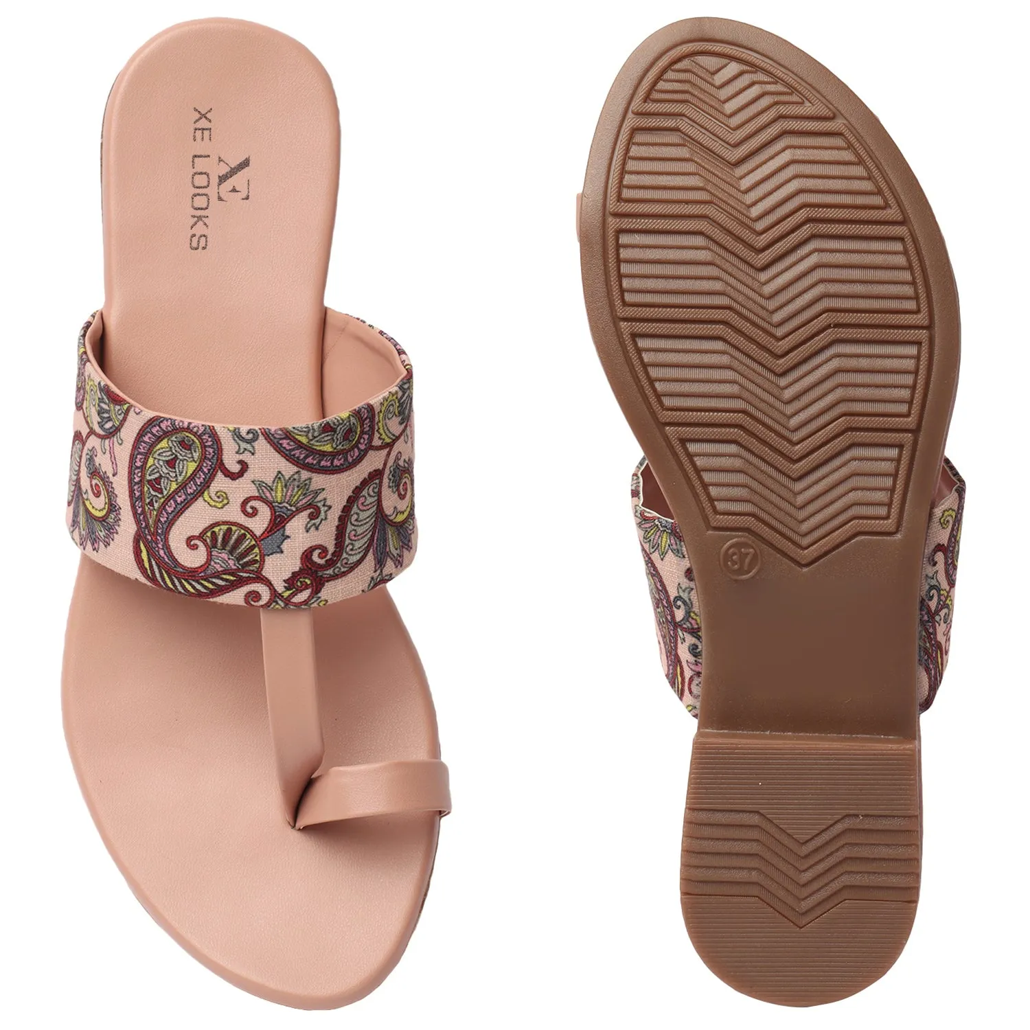 Abstract Design Comfortable & Casual Kolhapuri Printed Flats