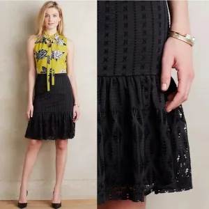 Anthropologie Moulinette Soeurs Black Eyelet Lace Trumpet Skirt Size Small