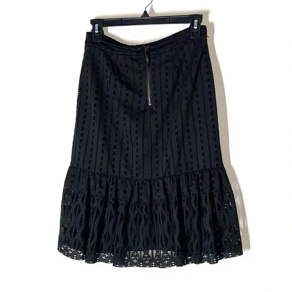 Anthropologie Moulinette Soeurs Black Eyelet Lace Trumpet Skirt Size Small
