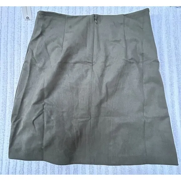 Anthropologie Roxanna Suede Mini Skirt Moss Green Size 12 Lined Ruched New $98