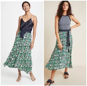🦚Anthropologie Velvet By Graham &amp; Spencer Susannah Wrap Midi Skirt. Size S