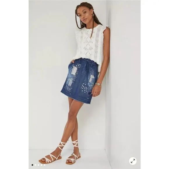 Anthropologie Pilcro Patchwork Denim Mini Skirt