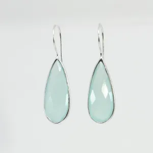 Aqua Chalcedony Teardrop Statement Earrings | Handcrafted Sterling Silver