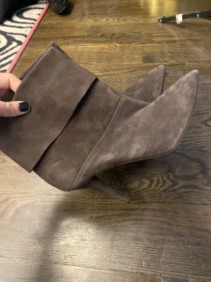 Aquazzura Brown Suede Folded Heeled Booties