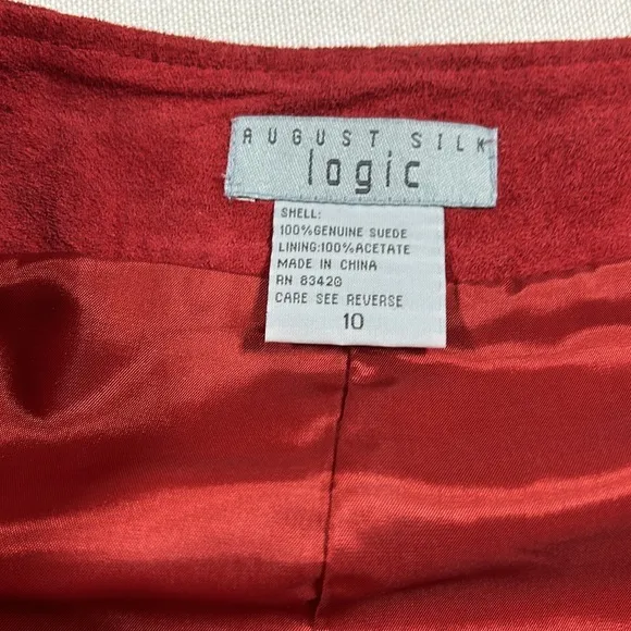August Silk Logic Womens  Elegant Red Wine Suede Skirt Knee Length Lined Size 10