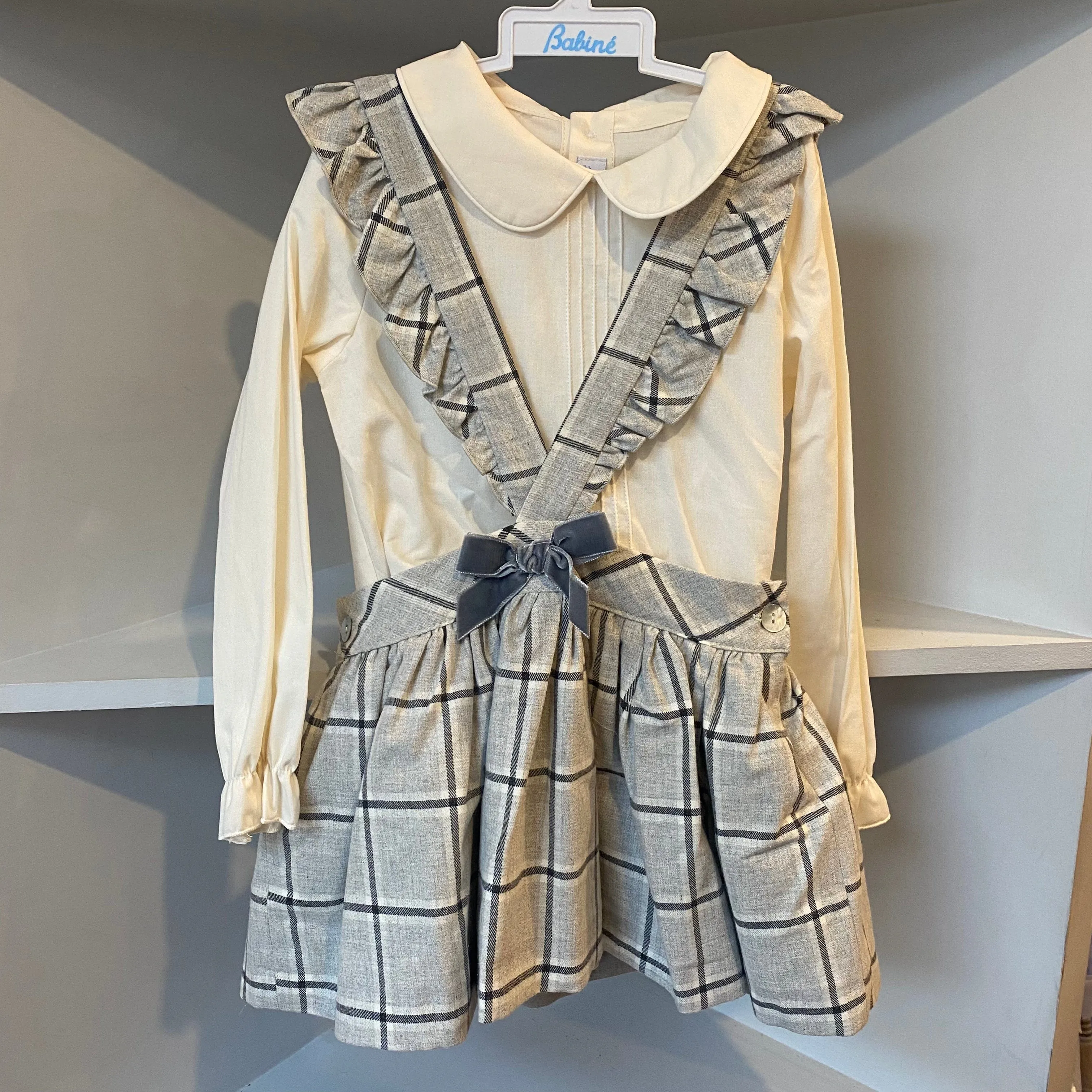 BABINE - Check Skirt Set - Grey