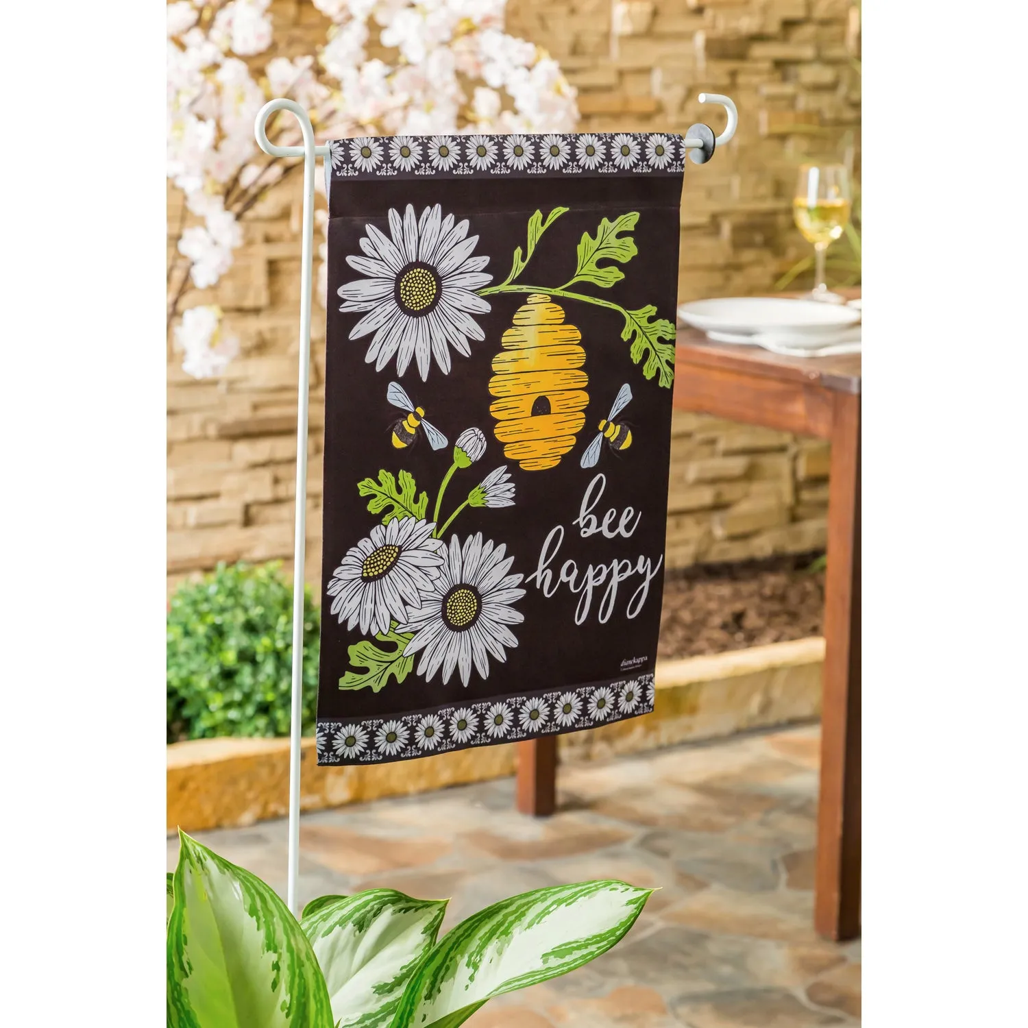 Bee Happy Hive Garden Suede Flag,14s9891