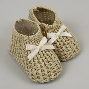 Beige Baby Knitted Booties - Newborn to 6 months