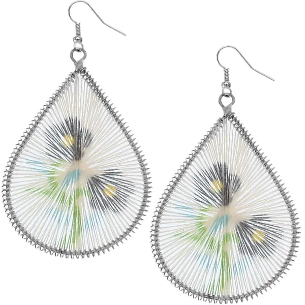 Black Floral Woven Teardrop Dangle Earrings