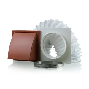 Blauberg DK-125-PVC-TER Ventilation PVC Flexible Duct Cowled Wall Kit 5" 125mm Terracotta