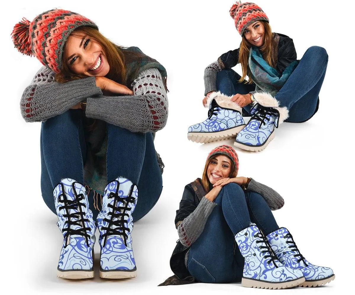 Blue Floral Polar Boots