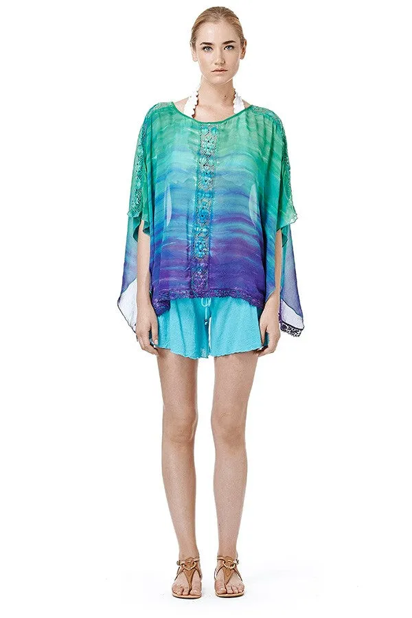 Boatneck Silk Butterfly Kaftan