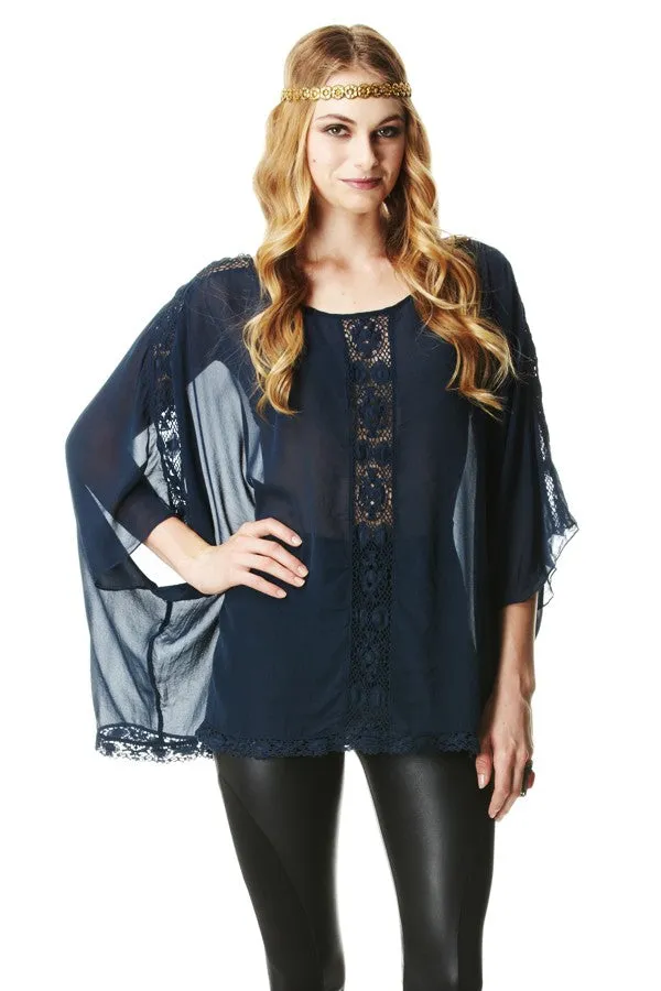 Boatneck Silk Butterfly Kaftan