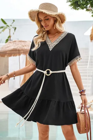 Breezy Crochet Trim A-Line Dress