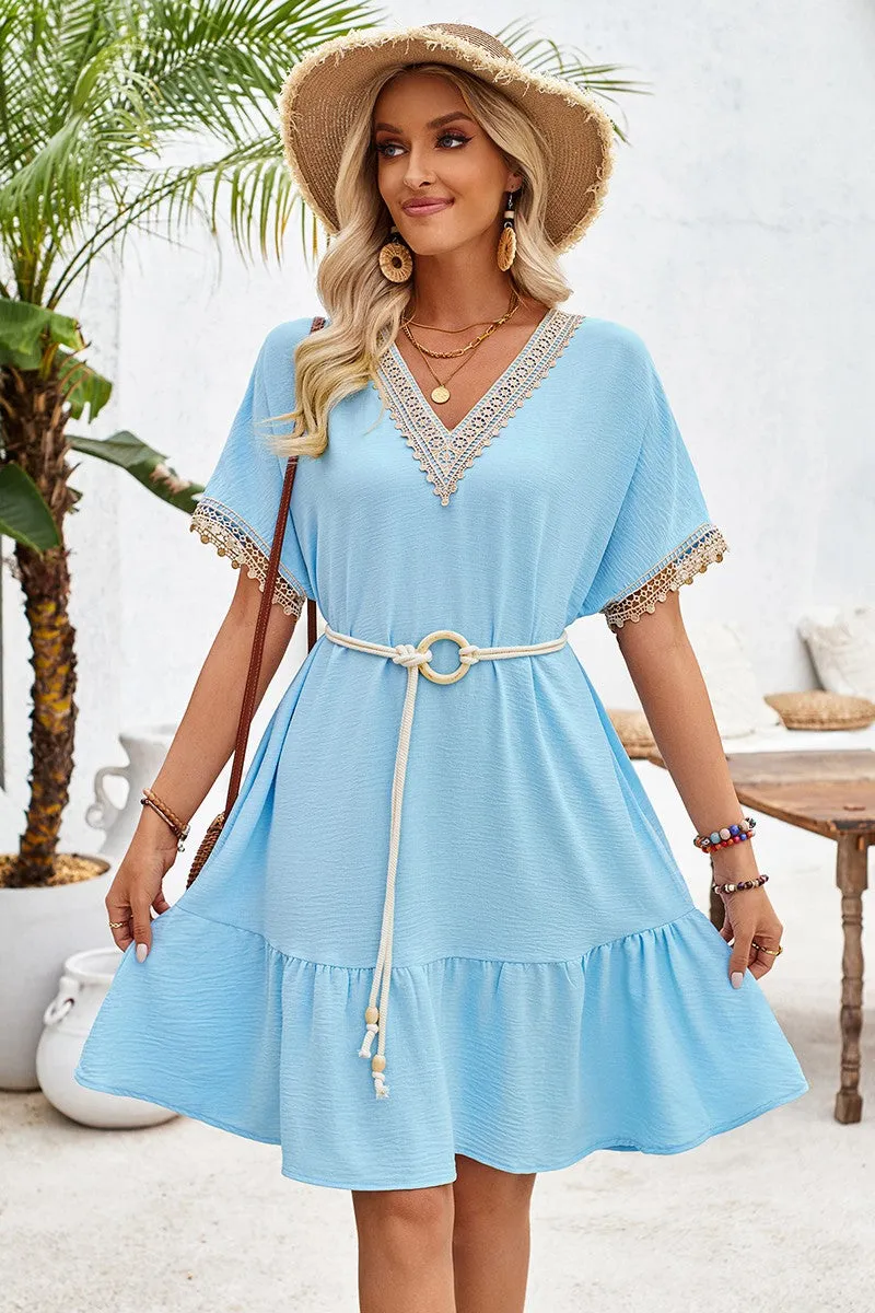 Breezy Crochet Trim A-Line Dress