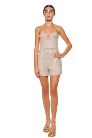 Candy Linen Crochet Strapless Top