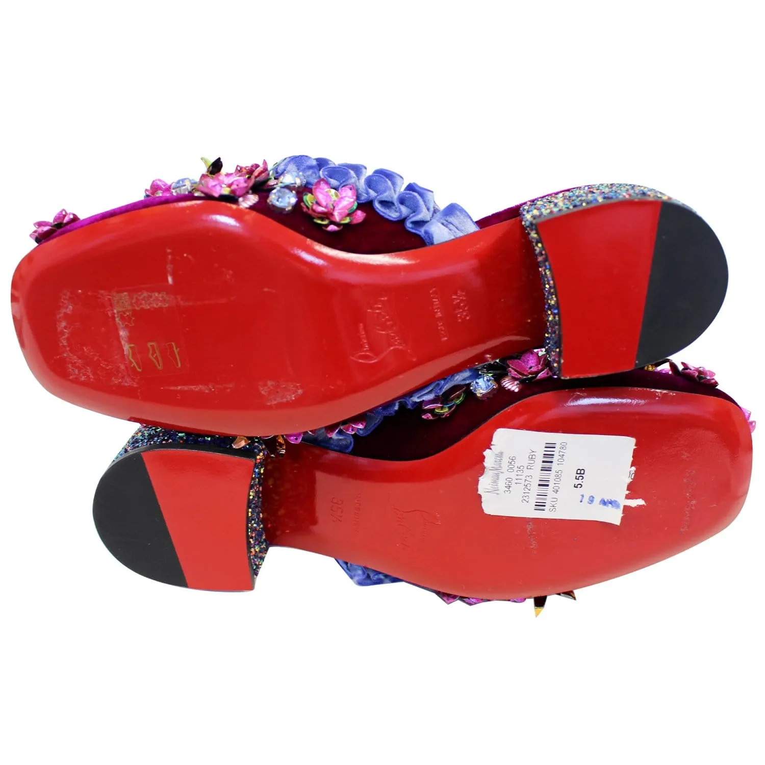 CHRISTIAN LOUBOUTIN Babouchkaflor Velvet Red Sole Mule Flats US 5