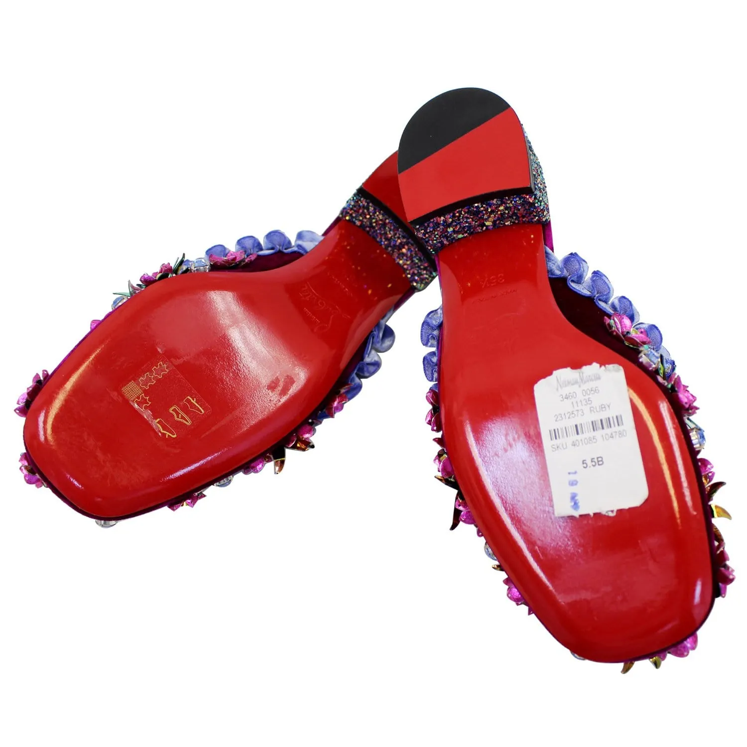 CHRISTIAN LOUBOUTIN Babouchkaflor Velvet Red Sole Mule Flats US 5