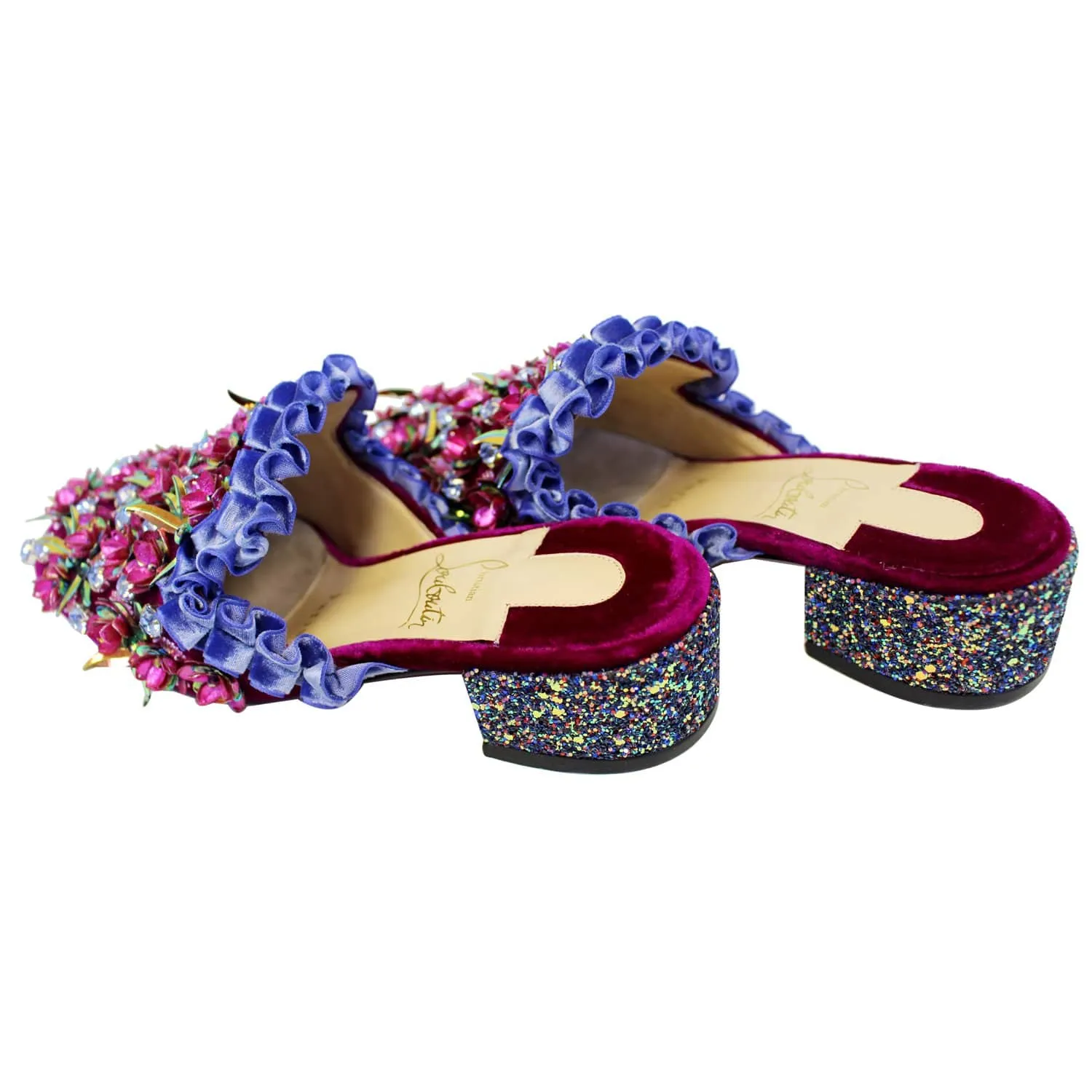 CHRISTIAN LOUBOUTIN Babouchkaflor Velvet Red Sole Mule Flats US 5