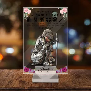 Christianartbag Night Light, Personalized Woman Warrior of God Put On The Full Armor of God Ephesians 6-10, Personalized Night Light, Christian Gift, CABNL01231023