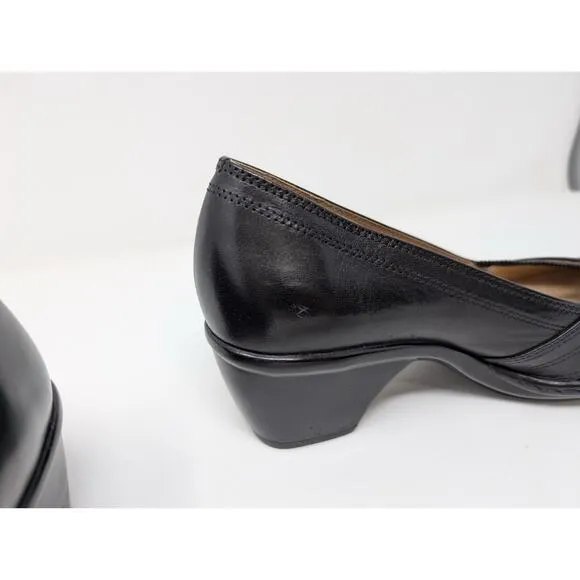Clarks Artisan Sugar Sky Black Leather Slip On Shoes Pumps Women's Size 7M
