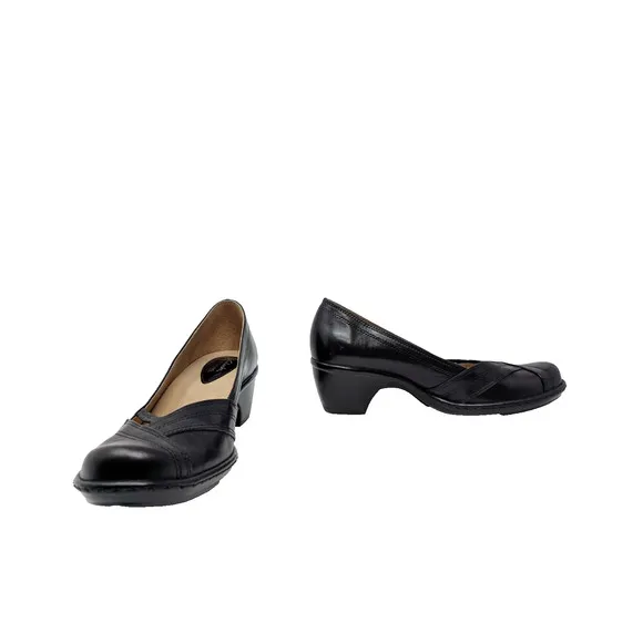 Clarks Artisan Sugar Sky Black Leather Slip On Shoes Pumps Women's Size 7M