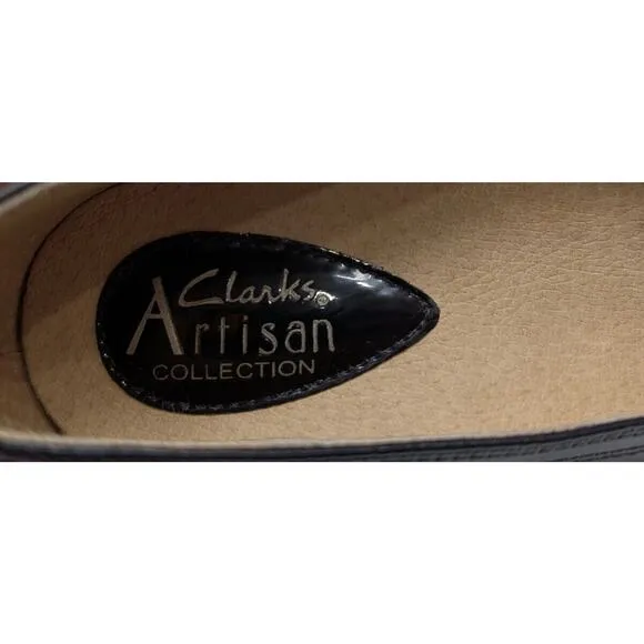 Clarks Artisan Sugar Sky Black Leather Slip On Shoes Pumps Women's Size 7M