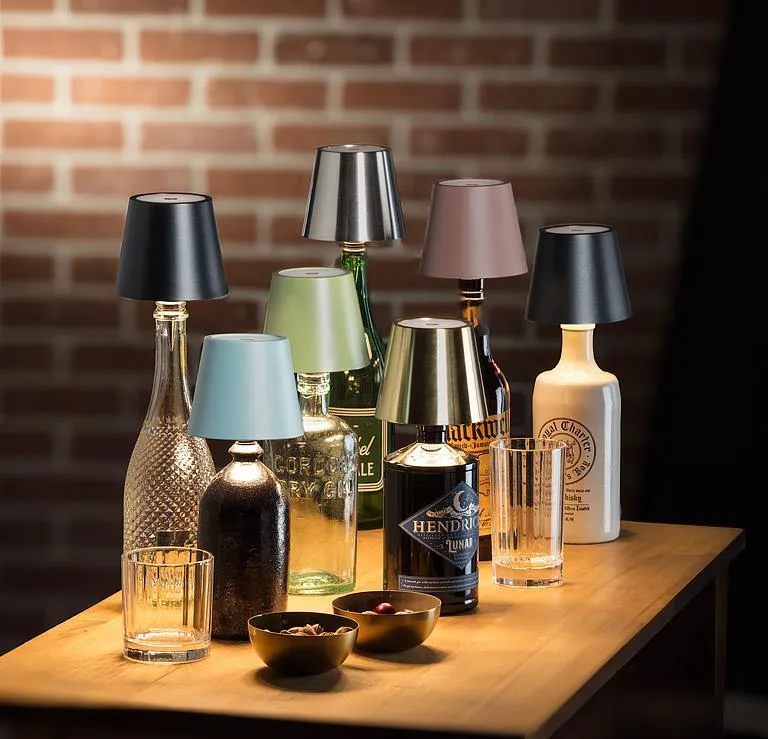 Classic Shade LED Bottle Stopper Light - Brushed Gold