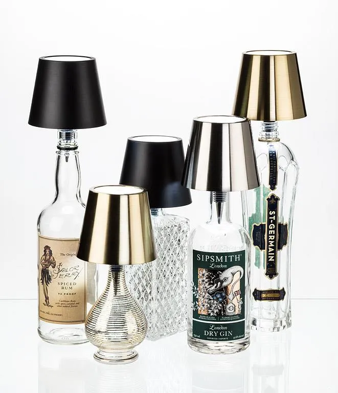 Classic Shade LED Bottle Stopper Light - Brushed Gold