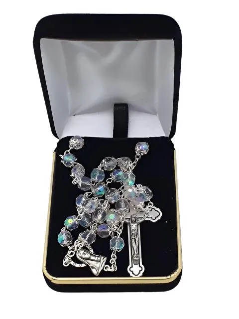 Clear Crystal Cut and Capped Rosary