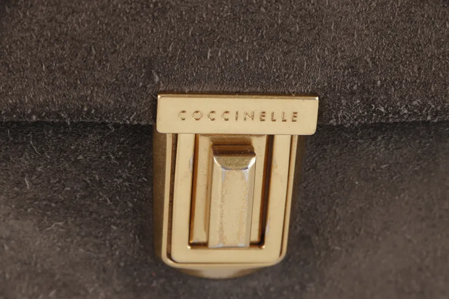 COCCINELLE GRAY COLOR SUEDE 2 WAY USE BAG WITH DUST COVER