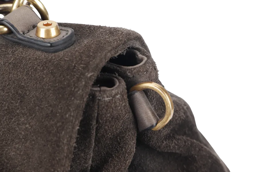 COCCINELLE GRAY COLOR SUEDE 2 WAY USE BAG WITH DUST COVER