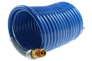 Coilhose Pneumatics S14-17A Stowaway Coil, 1/4"  x 17' 1/4" MPT Rigid x Swivel Fittings| Blue