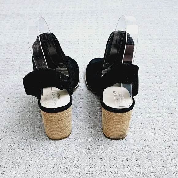 Cole Haan Booties 7.5B Black Perforated Suede Peep Toe Slingback Pull On