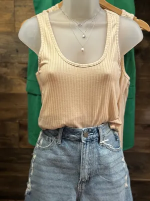 Cream Ribbed Tank