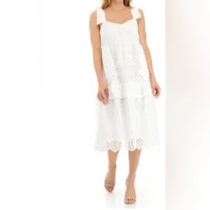 Crown &amp; Ivy NWT Plus Size White Eyelet 100% Cotton Lined Cottagecore Sundress