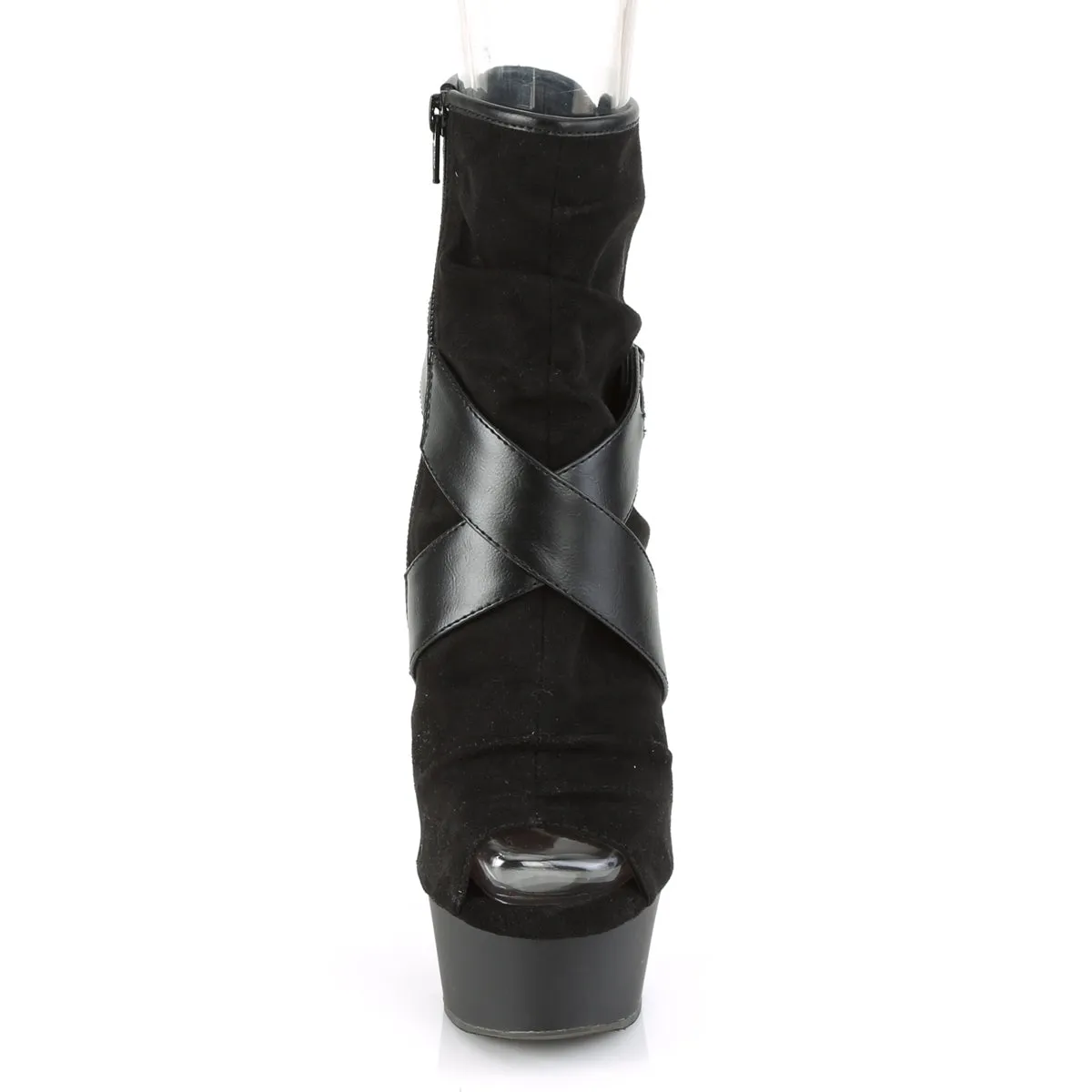 DELIGHT-1034  Black Faux Suede-Faux Leather/Black Matte