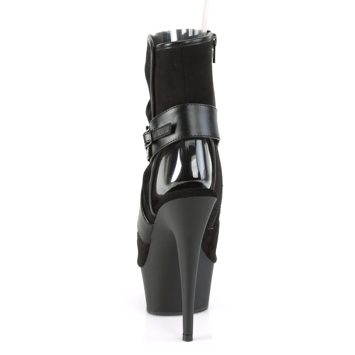 DELIGHT-1034  Black Faux Suede-Faux Leather/Black Matte