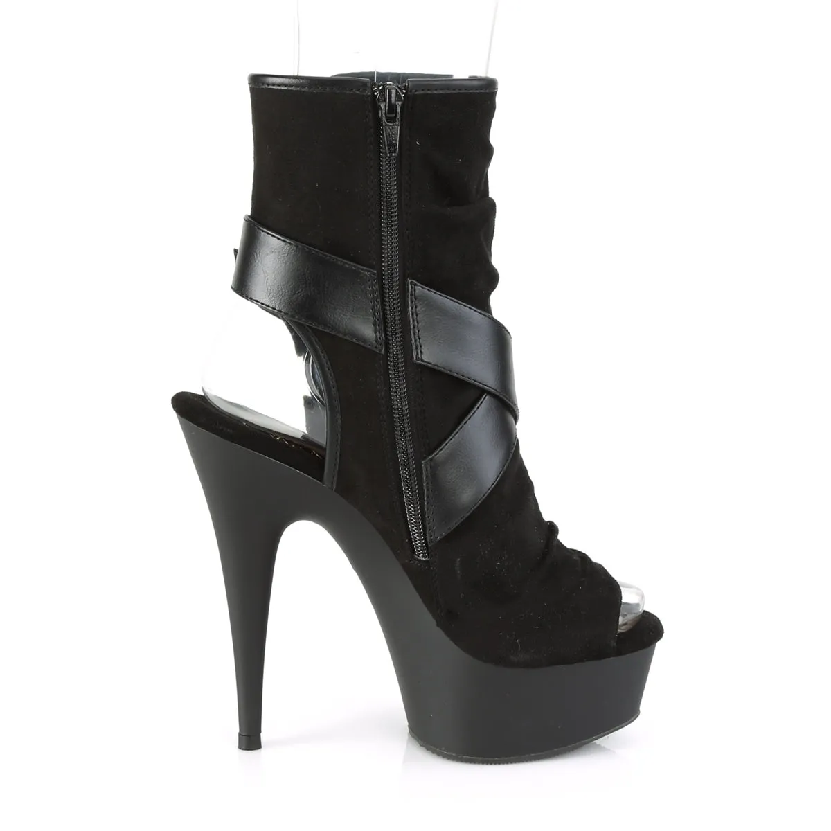 DELIGHT-1034  Black Faux Suede-Faux Leather/Black Matte