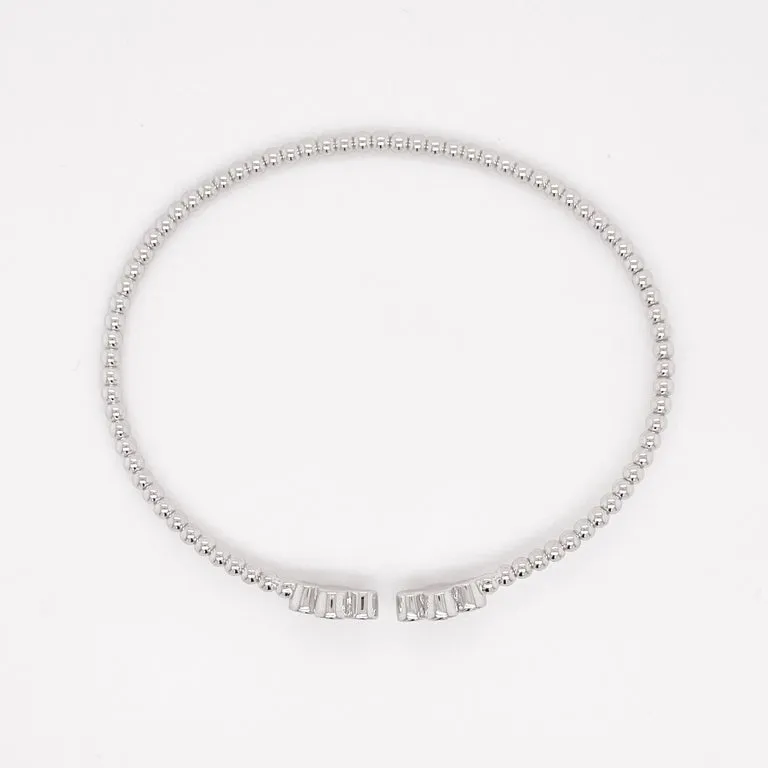 Diamond Clover Flexible Cuff Bangle Bracelet