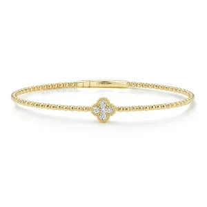 Diamond Four Leaf Clover Flexible Bangle