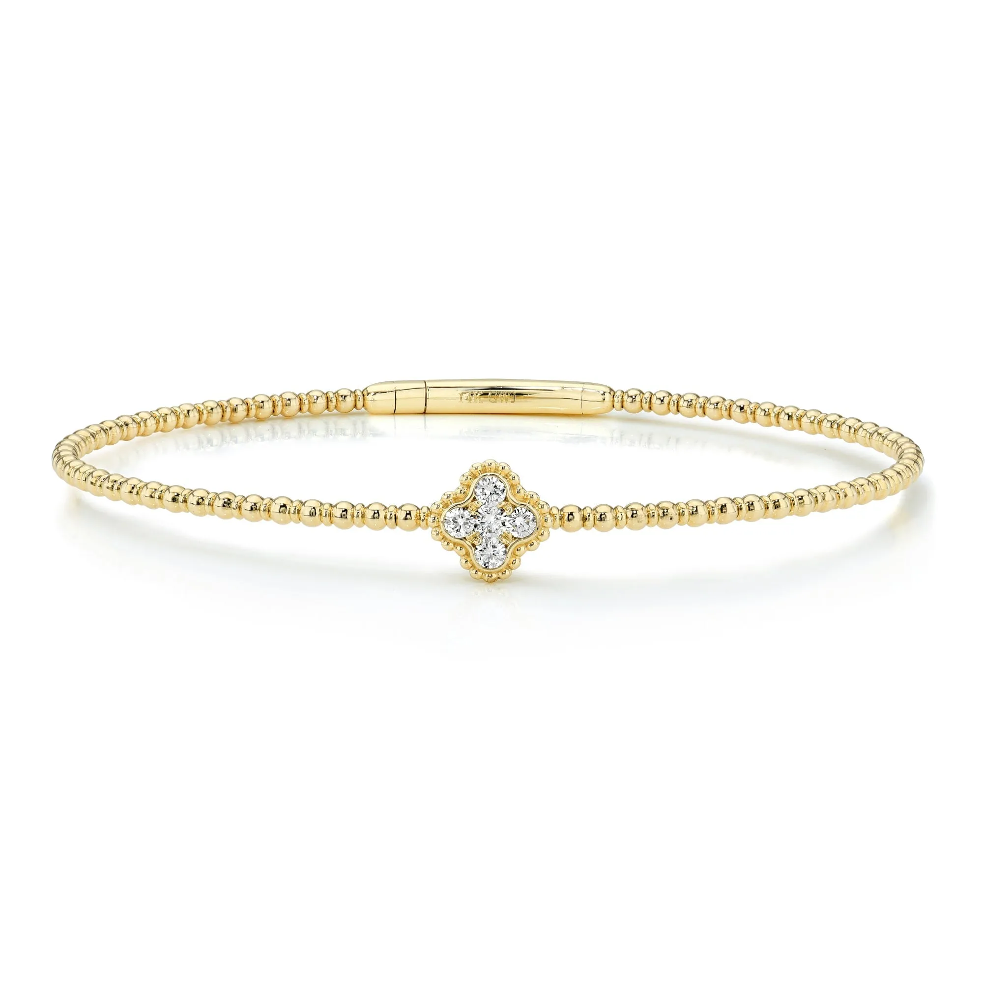 Diamond Four Leaf Clover Flexible Bangle