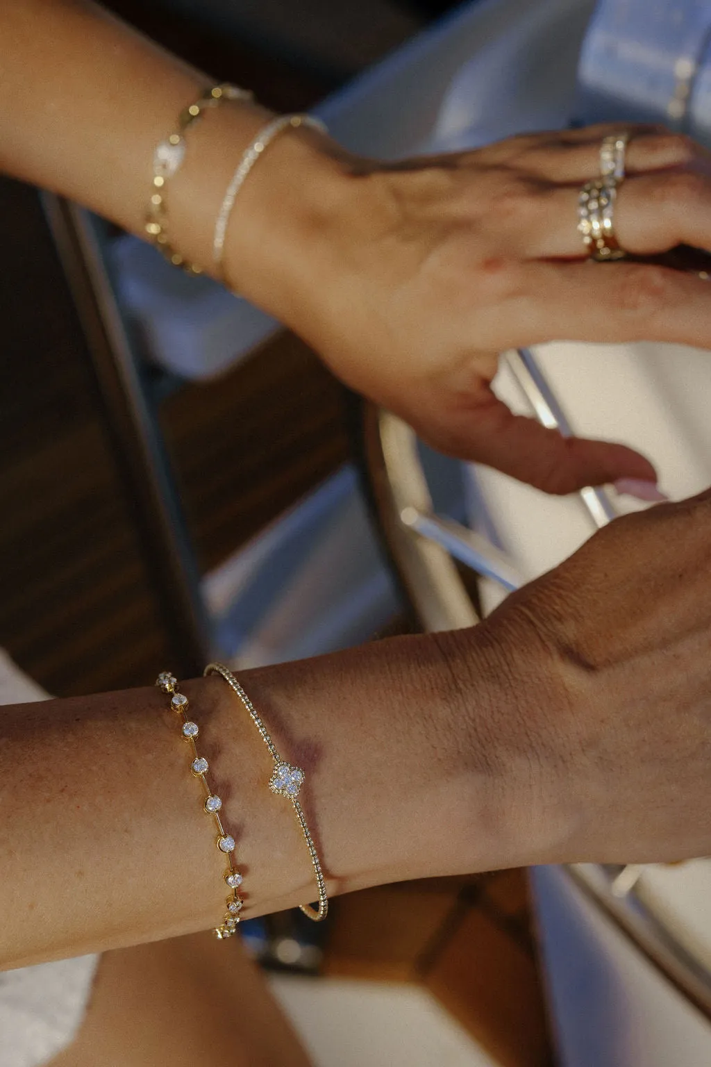 Diamond Four Leaf Clover Flexible Bangle