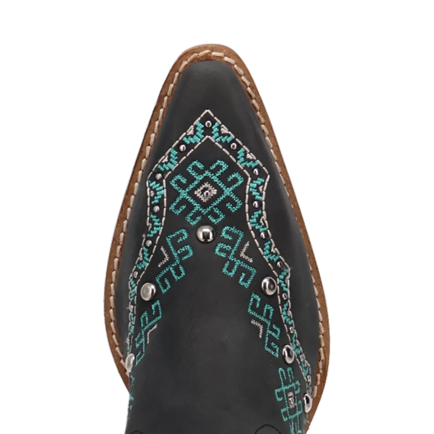 Dingo Women's Tequila Sunrise Black Suede Snip Toe Western Boots with Fringe & Turquoise Stitching