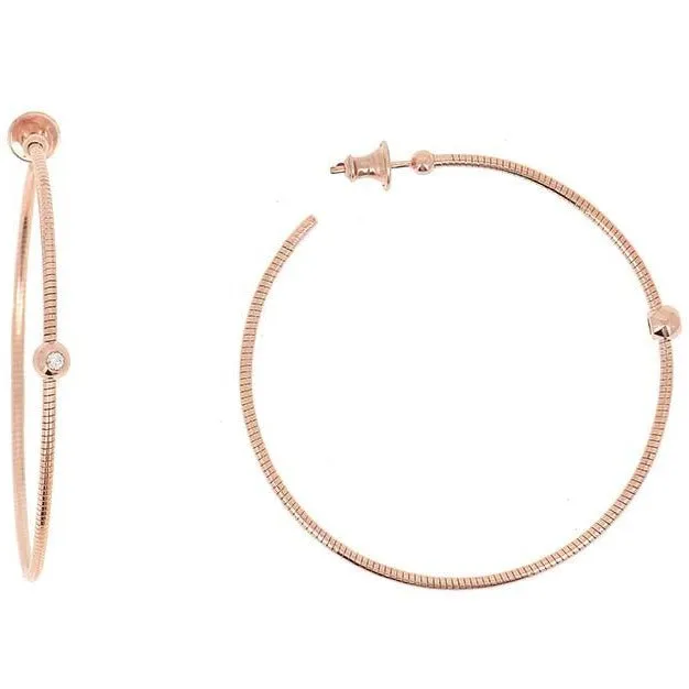 DNA Medium Spring Rose Gold and Diamond Hoop Earrings