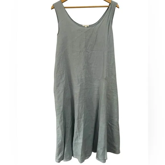 Eileen Fisher Women’s Organic Handkerchief Linen Tank Midi Dress Dawn Light Blue